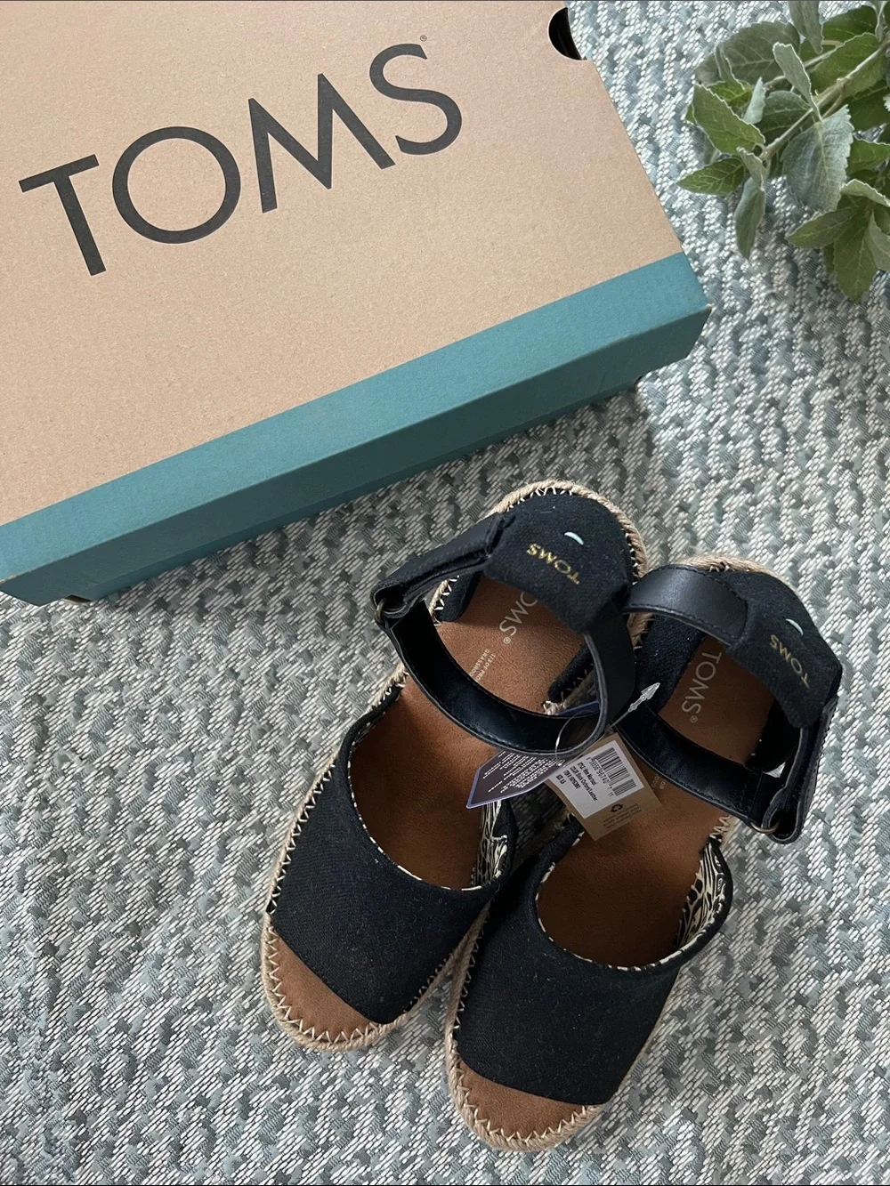 Tom’s Black Marisol Espadrille Wedge Sandals